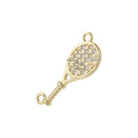 Pendentif JINYUAN en cuivre en forme de volant de badminton et de raquette de tennis de table avec breloques sphériques pour la fabrication de bijoux