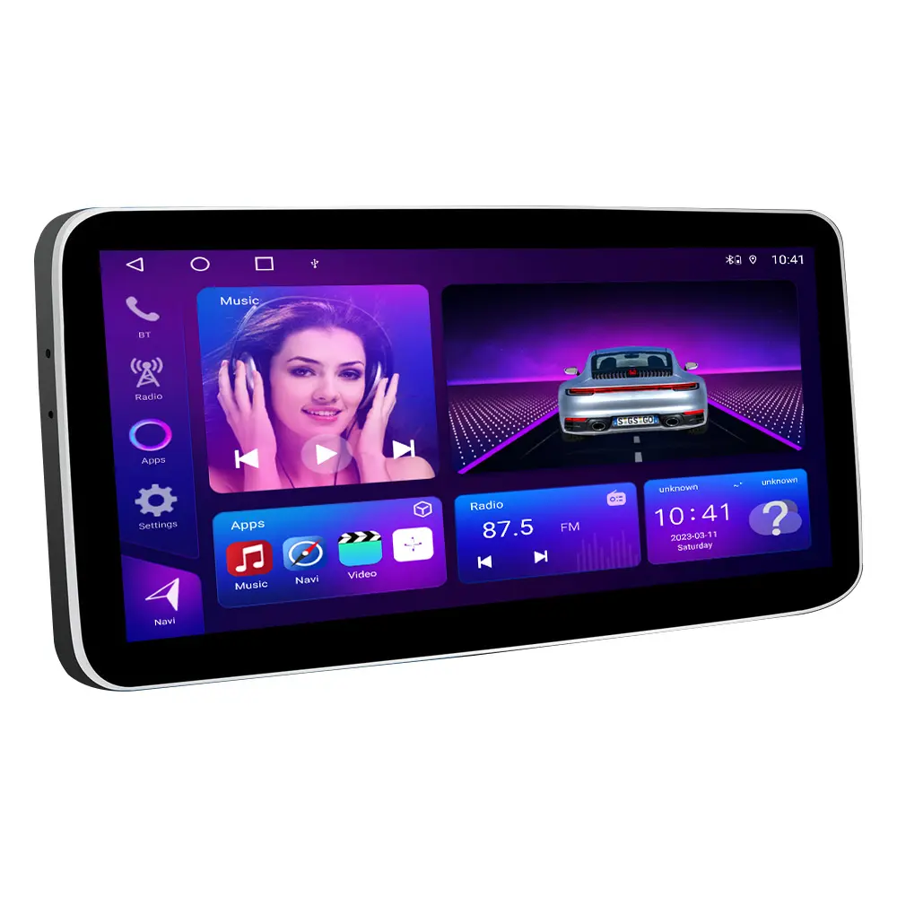 Octa çekirdek 4G LTE Wifi DSP Carplay Android oto 2K QLED ekran 2Din 12.3 ''araba radyo için BMW/Benz/Audi evrensel