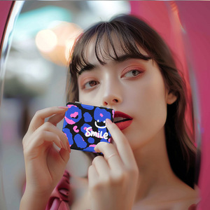 Miroir portable avec logo personnalisé, miroir en cuir <span class=keywords><strong>tendance</strong></span> à imprimé léopard, miroir spécial à main pour femmes - Product Image 3