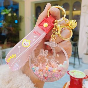 3D Acrylic Kawaii Cute Keyring <b>Key</b> Chain <b>Ring</b> Creative Filed Liquid Oil Quicksand Bottle Cute Strawberry Floating Keychain - Product Image 5