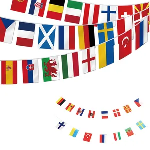 Promotional High Quality 25ft European Countries Football Bunting Flag Pennant Banner for Decoration Grand Opening Sports Bar