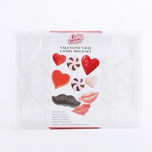 LFGB-Conjunto de moldes de plástico transparente para hornear, 6 unidades, labios bonitos, corazones, bigote, chocolate, comercial, dulces personalizados