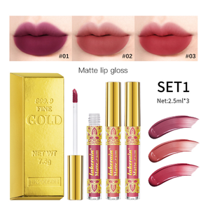 Lakerain金色口红天鹅绒裸色红色粉色唇彩无污迹高颜料不褪色光滑持久 - Product Image 2