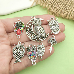 Pendentif hibou en alliage d'argent antique, formes variées, accessoires de bijoux DIY pour la fabrication de bracelets et colliers - Product Image 2