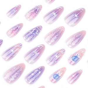 <span class=keywords><strong>Faux</strong></span> ongles en résine violette Sizzy Dream Wear Star Pearl en forme d'amande, style Ins, couverture complète, vente en gros - Product Image 3