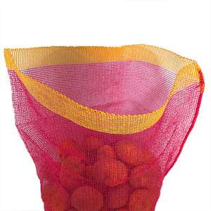 Sacs en maille d'ail jaune rouge polyéthylène PE 55*85cm sac en maille Leno surverrouillé avec impression offset recyclable - Product Image 6