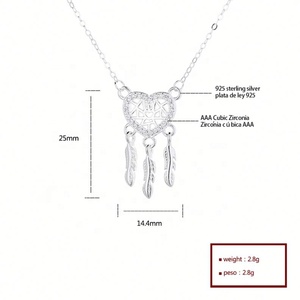 Collier Pendentif Attrape-rêves en Argent Sterling 925 Pur avec Zircon Cubique et Chaîne Croix, Bijou Tendance pour Femme - Product Image 6