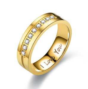 Anillo de pareja I Love You, elegantes anillos de racimo de acero inoxidable de oro de 18 quilates para boda <span class=keywords><strong>Gay</strong></span>, fiesta de compromiso, moda de Arabia Saudita - Product Image 3