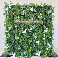 Mur de fleurs artificielles en soie faites à la main, roses blanches et verdure, pour décoration de mariage/Noël/événements – Nouveauté 2025, Vente Flash Usine
