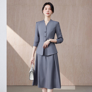 Women's Suit Set Midi Skirt Wool Blend Anti-Wrinkle Office Lady Business Formal Wear Spring Style GY9341381 - Product Image 2