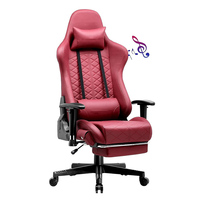 Chaise de jeu vidéo Zeus rouge RVB LED lumière du soleil Kuromi Massage Support lombaire Chaise de jeu PC à vendre avec haut-parleurs Blue Tooth