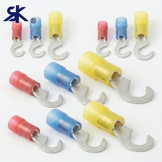 Nylon PA66 Insulated Hook Terminal Electrolytic Copper Tin Plated 300V-600V High Conductivity Electrical Wire Connector UL94V0