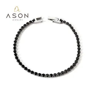 Ason braccialetto di cristallo nero diamante fornitore all'ingrosso uomini e donne gioielli designer in acciaio inox 18K placcato in oro bracciale