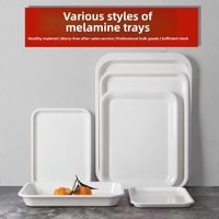 Plateau carré en mélamine blanche A5, vaisselle, assiette de service alimentaire, durable, motif uni, minimalisme moderne, utilisation commerciale, salle d'hôtes
