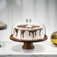 Plateau à gâteau rond multifonction en bambou avec pieds en bois classiques, couleur et logo personnalisés pour les mariages