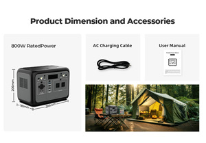 สถานีไฟฟ้าพกพา 800W 512Wh สำหรับสำรองไฟฟ้าสำหรับการตั้งแคมป์ รถบ้าน รถตู้ และกรณีฉุกเฉิน - Product Image 4