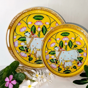 Plateau de service décoratif rond en porcelaine de style contemporain, artisanat impérial, avec imprimé floral, pour la salle à manger, le buffet, l'inauguration de la maison - Product Image 1
