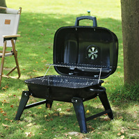 Grill de barbecue à charbon de bois portable de qualité supérieure, gril de pique-nique de camping en plein air pliable avec double grille et poignée de transport
