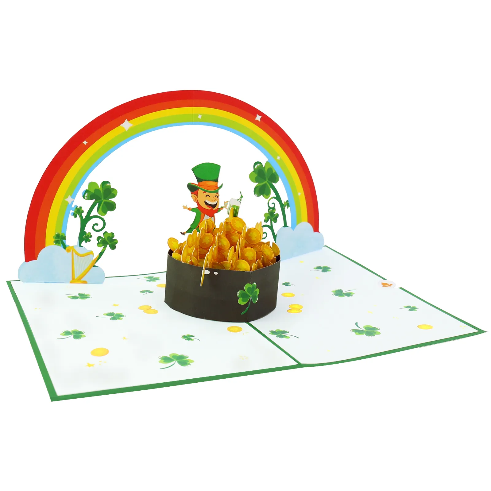 Nieuwe Stijlen Exclusieve 3d Pop-Up Kaart Handgemaakte Happy St. Patrick 'S Day Variëteit Recycle Wenskaart