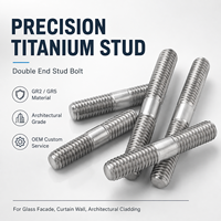 Boulon à double extrémité en titane GR2 GR5 sur mesure M6-M20 pour façade vitrée, mur-rideau, revêtement architectural OEM