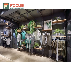 Professional Retail Shop Brushed Stainless Steel <b>Wall</b> <b>Display</b> <b>Unit</b> Turnkey Solution Apparel Store - Product Image 3