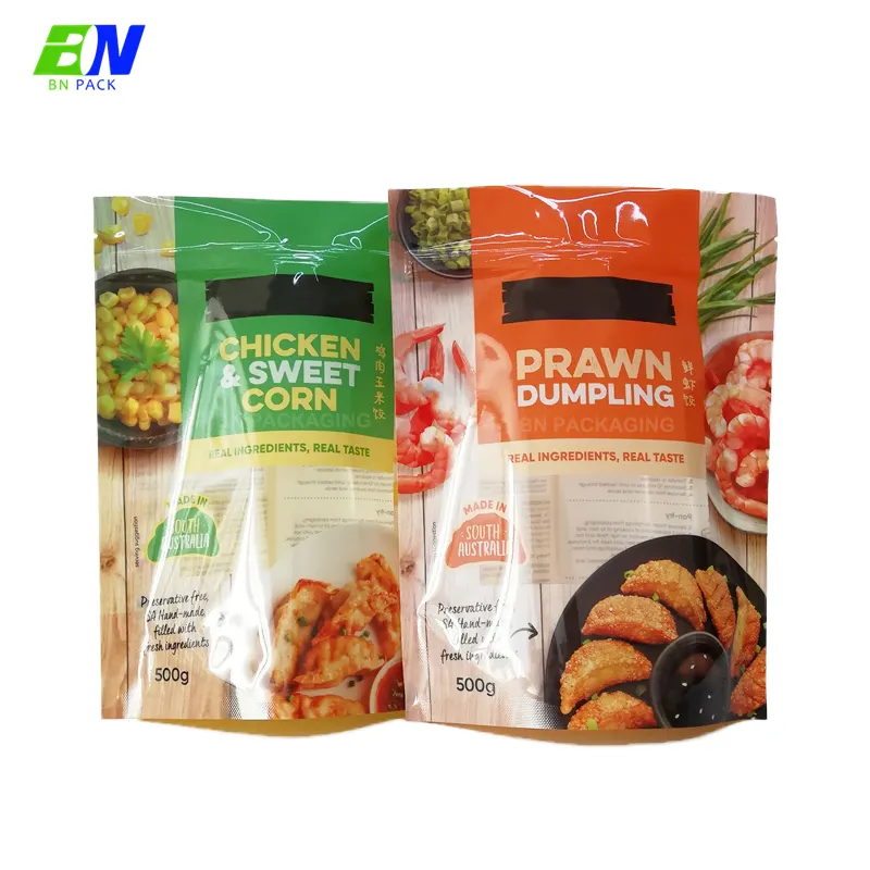 Food grade PE disposable transparent zipper customized frozen dumpling packaging food plastic bags