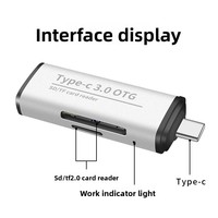 Lector de Tarjetas USB C OTG, Hub Tipo C a Lector de SD y TF con Adaptador de Aluminio USB 3.0