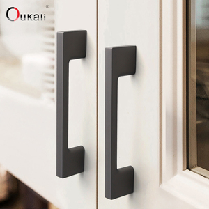 Oukali Modern Simple Dumb Black Gold Zinc Alloy Cabinet Wardrobe Drawer Cabinet <strong>Door</strong> Luxury Handles - Product Image 4