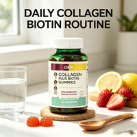 Gummies de collagène à marque privée OEM, 60 unités, 200 mg avec biotine, saveur fraise-citron, complément alimentaire