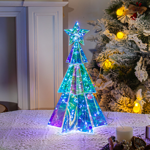 <span class=keywords><strong>Arbre</strong></span> de Noël hexagonal prismatique à effet de cristal holographique au sol veilleuse LED lumineuse <span class=keywords><strong>arbre</strong></span> de Noël - Product Image 2