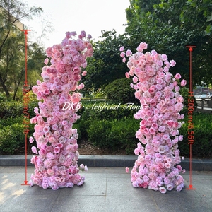Arche de fleurs artificielles rose en forme de corne, prête à être expédiée depuis les États-Unis, avec <span class=keywords><strong>des</strong></span> <span class=keywords><strong>roses</strong></span>, <span class=keywords><strong>des</strong></span> hortensias et <span class=keywords><strong>des</strong></span> pivoines. - Product Image 2