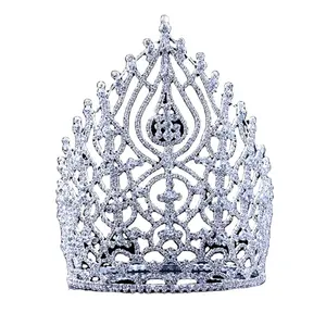 Corona grande para desfile, TIARA, cristal de diamantes de imitación austriacos transparente