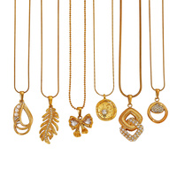 Colliers tendance en acier inoxydable avec pendentifs en strass pour femmes, accessoires quotidiens étanches en PVD 18K, bijoux de mode
