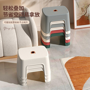 Tabouret pour enfants en plastique épaissi avec dossier, chaise de salle de bain multicolore pour enfants, utilisation dans le salon - Product Image 3