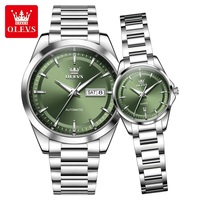 Montre mécanique unisexe OLEVS 7090 Elegance Fashion, bracelet en acier inoxydable, étanche, affichage de la date, montre simple pour couple, fabrication d'usine