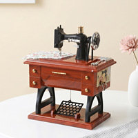 Boîte à musique rétro nostalgique en résine, machine à coudre, style européen, ornement décoratif, cadeau