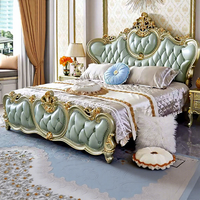 Lit double en chêne massif sculpté de 18 mètres, style français, design européen, lit de mariage de luxe doré, taille king-size, fabriqué en Chine