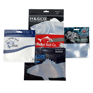 Custom Printed PE Moisture Proof Fishing Lure Packaging <b>Bags</b> with Clear Window Resealable <b>Zip</b> Lock Side Gusset Hanging Hole - Product Image 1