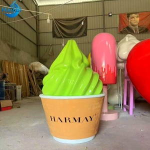 Escultura Gigante de Cono de Helado de Fibra de Vidrio con Base de Goteo, Tamaño Personalizado, Decoración Impermeable para Interiores/Exteriores - Product Image 3