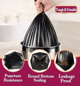 Sac poubelle jetable noir en PE biodégradable, grande capacité, anti-odeur, enroulable, pour cuisine, maison, bureau, hôtel, hôpital - Product Image 6