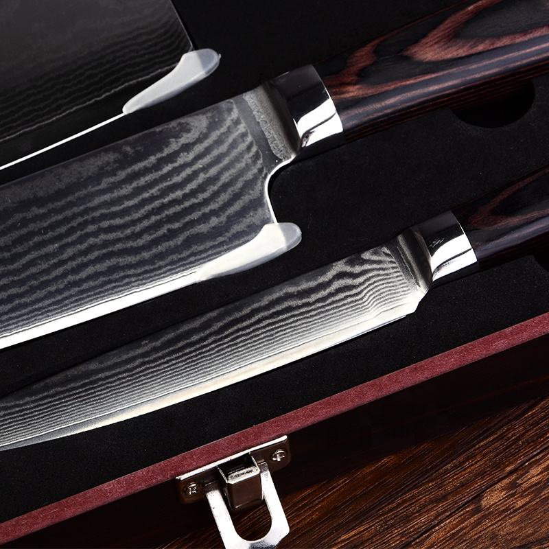 Trio Brune — 3 couteaux Damas