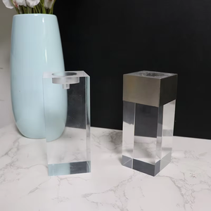 Portavelas de acrílico, portavelas cuboide de cristal, portavelas de cubo de cristal cuadrado transparente para decoración del <span class=keywords><strong>hogar</strong></span> - Product Image 6