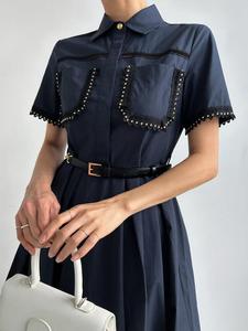 H-7112 nuova <span class=keywords><strong>moda</strong></span> industria pesante impiombato pizzo cavo dimagrante abito con cintura - Product Image 4