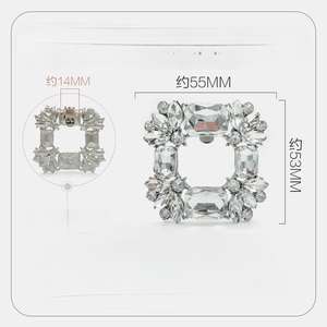 Fourniture de chaussures et bottes à talons hauts pour dames Boucles de chaussures amovibles décoratives Clips de chaussures en verre cristal carré pour pantoufles - Product Image 2