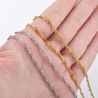 Venta al por mayor de acero inoxidable Twist Rope Chain Link 18K PVD chapado en oro hipoalergénico hallazgos de joyería para la fabricación de pulseras de collar