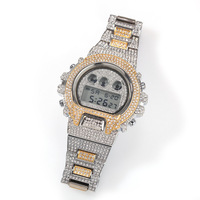 Montre LED numérique étanche pour enfants, montre personnalisée plaquée or 18 carats, montre de jour glacée, montres hip hop de luxe avec diamants