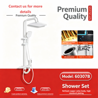 Ensemble de douche moderne blanc crème avec corps de valve en laiton massif, système de douche pluie multifonction pour la rénovation des salles de bain à domicile et à l'hôtel