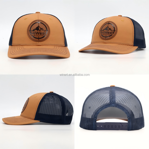 Casquette de baseball respirante en maille avec patch en cuir brodé personnalisé, casquette de camionneur à 6 panneaux, casquettes de camionneur personnalisées, Gorras Richardson 112 - Product Image 3