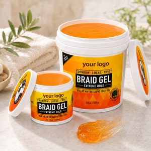 Cera para trenzas con logo personalizado al por mayor, fijación extrema orgánica para peinados twist locs y cornrow, 64oz a granel - Product Image 1