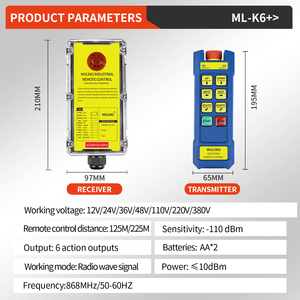 Télécommande sans fil pour grue ML-K6+ industrielle, étanche, avec interrupteur à bouton-poussoir métallique - Product Image 6